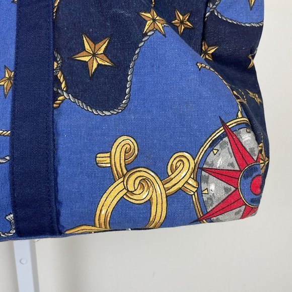 Vintage Gloria Vanderbilt Blue Canvas Nautical Anchor Large Duffel Bag - Picture 4 of 9
